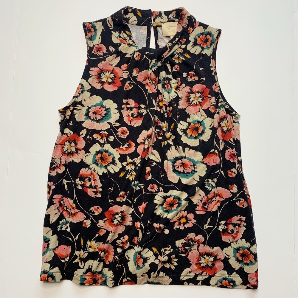 Vanessa Virginia Floral Black High Neck Twist Top - Picture 2 of 8